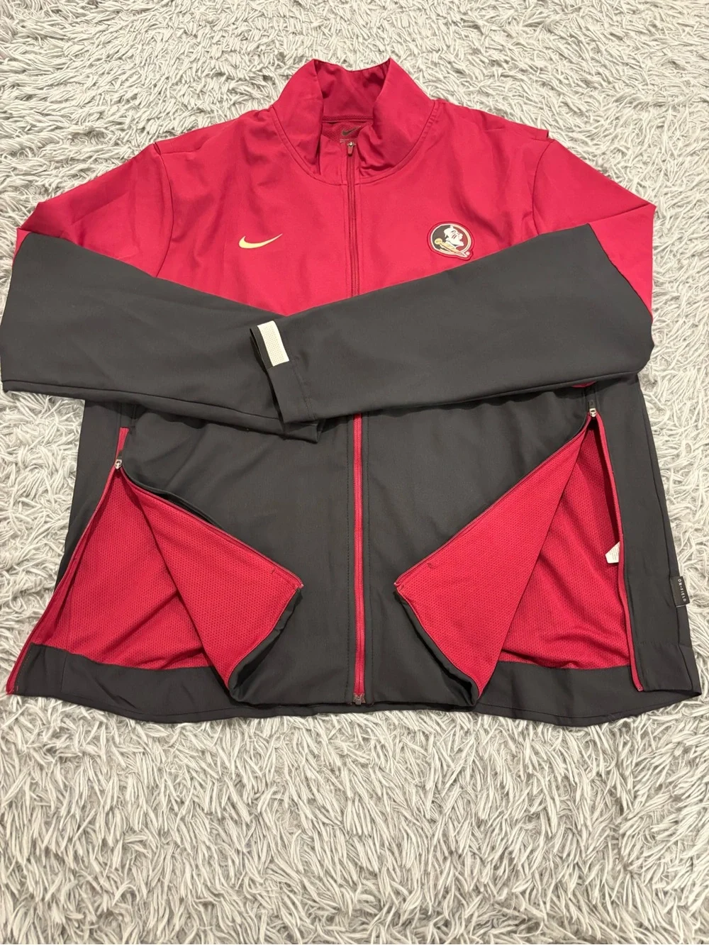 Florida State Seminoles Mens Nike XL Red Black Jacket NCAA Football Full Zip